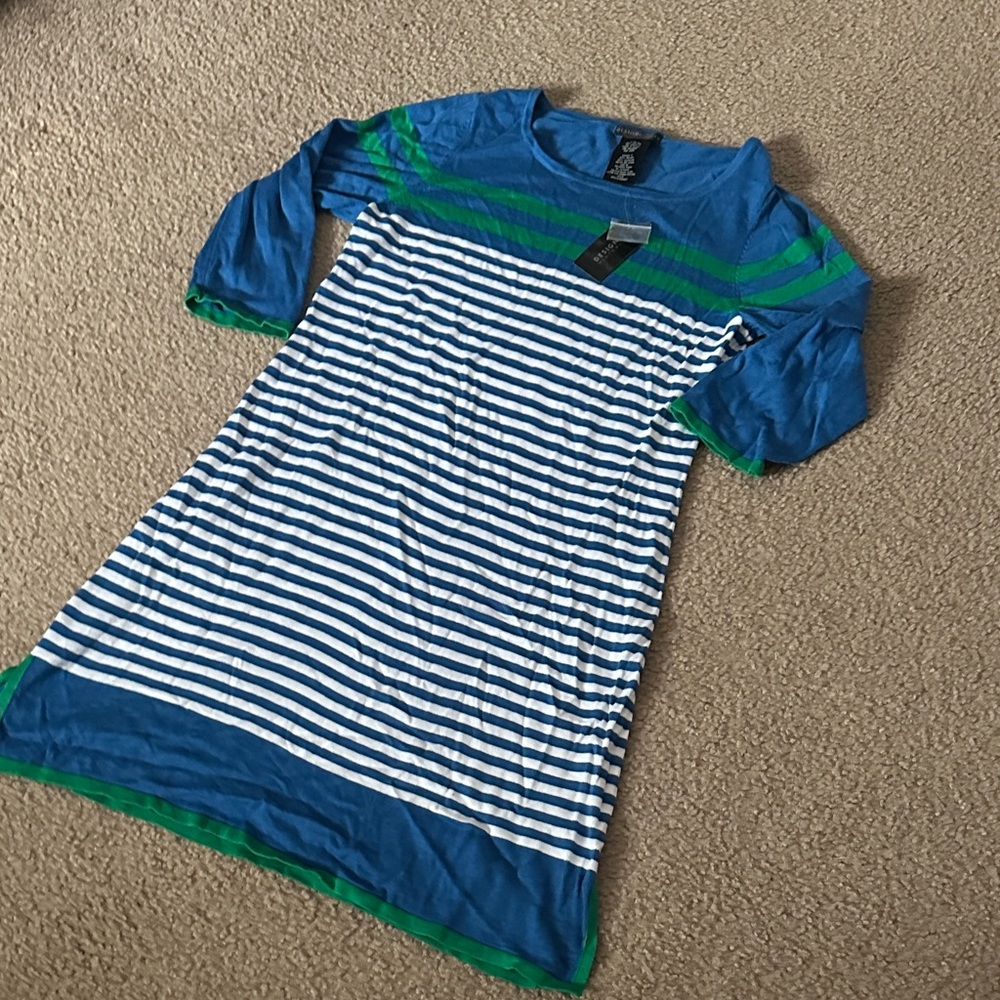 Blue and Green Striped Design history Missy Dress  size L